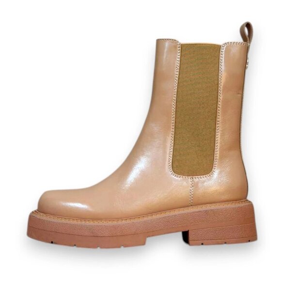 BOSS Rebby Chelsea Boots Women's Beige Leather US 7 (UK 4 EU 37) MSRP $230 - Picture 2 of 4